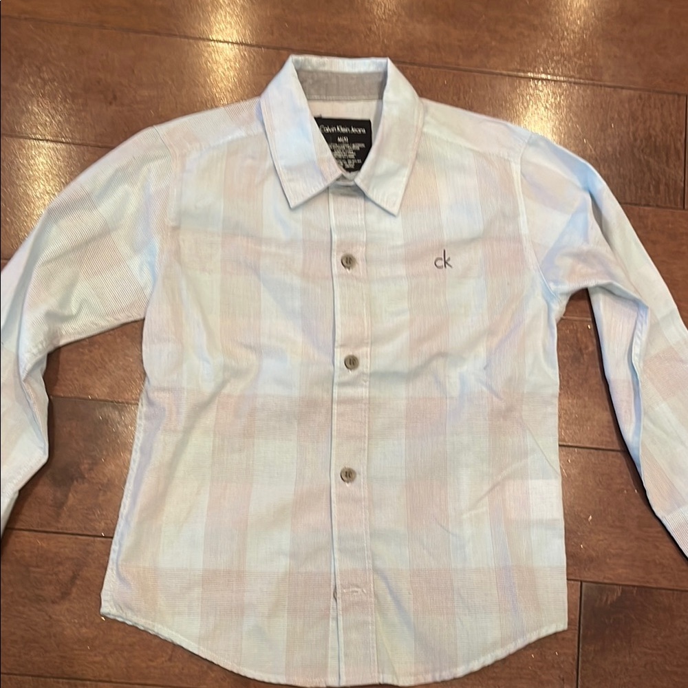 Calvin Klein Kids Light Blue Checkered Shirt